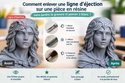 Comment enlever une ligne d'éjection sur une pièce en résine sans perdre la gravure ni poncer à blanc