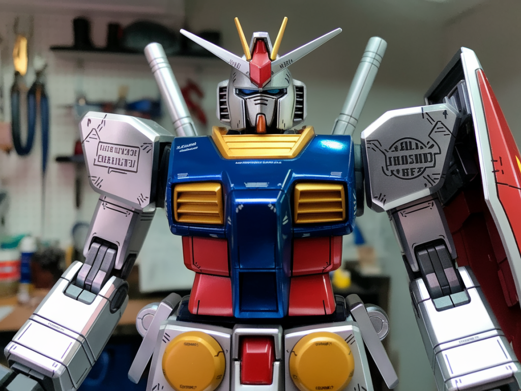 Peindre des faces métalliques brossées sur un mecha bandai : mélanges, passes à l'aéro et vernis adaptés